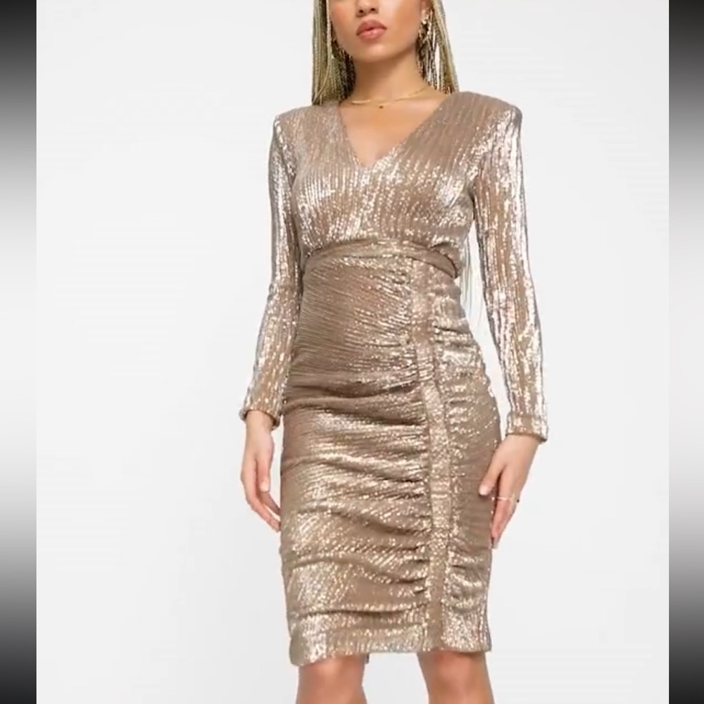 Lavish Alice Ayla Gold sequin dress 4 NEW WITH TAGS Sold Out
